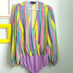 Pastel bodysuit v neck Eloquii